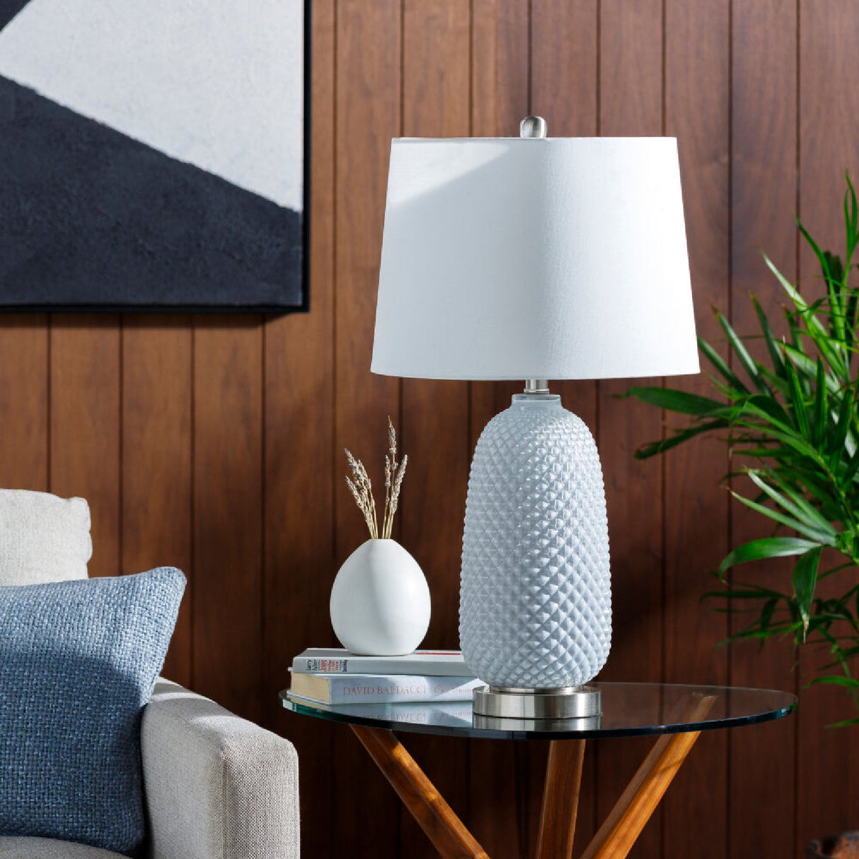 Modern European furniture - Gray Textured Glass Table Lamp - www.oroa.com
