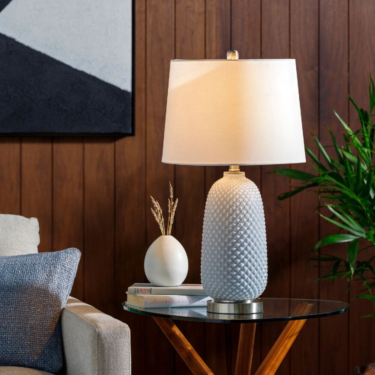 Modern European furniture - Gray Textured Glass Table Lamp - www.oroa.com