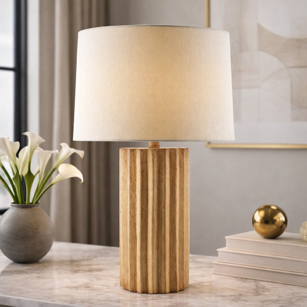 Modern European furniture - Ridged Ceramic Accent Table Lamp - www.oroa.com