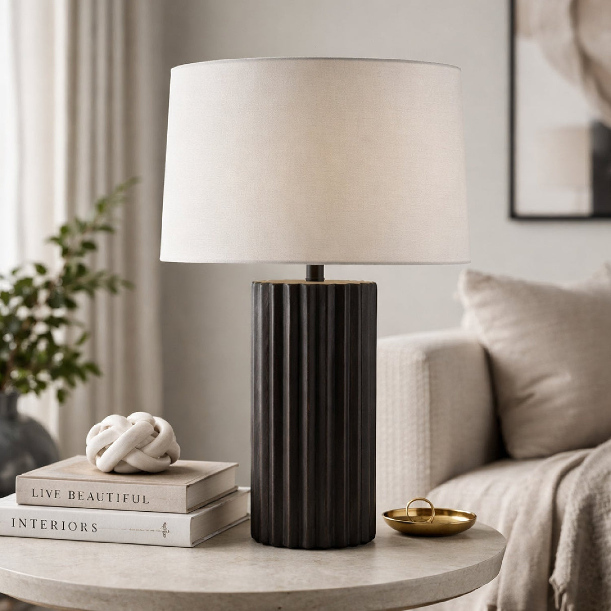 Modern European furniture - Ridged Ceramic Accent Table Lamp - www.oroa.com