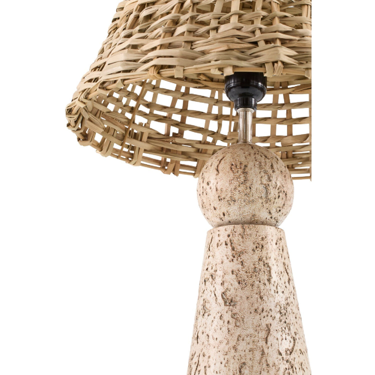Modern European furniture - Travertine Base Rattan Table Lamps (2) - www.oroa.com