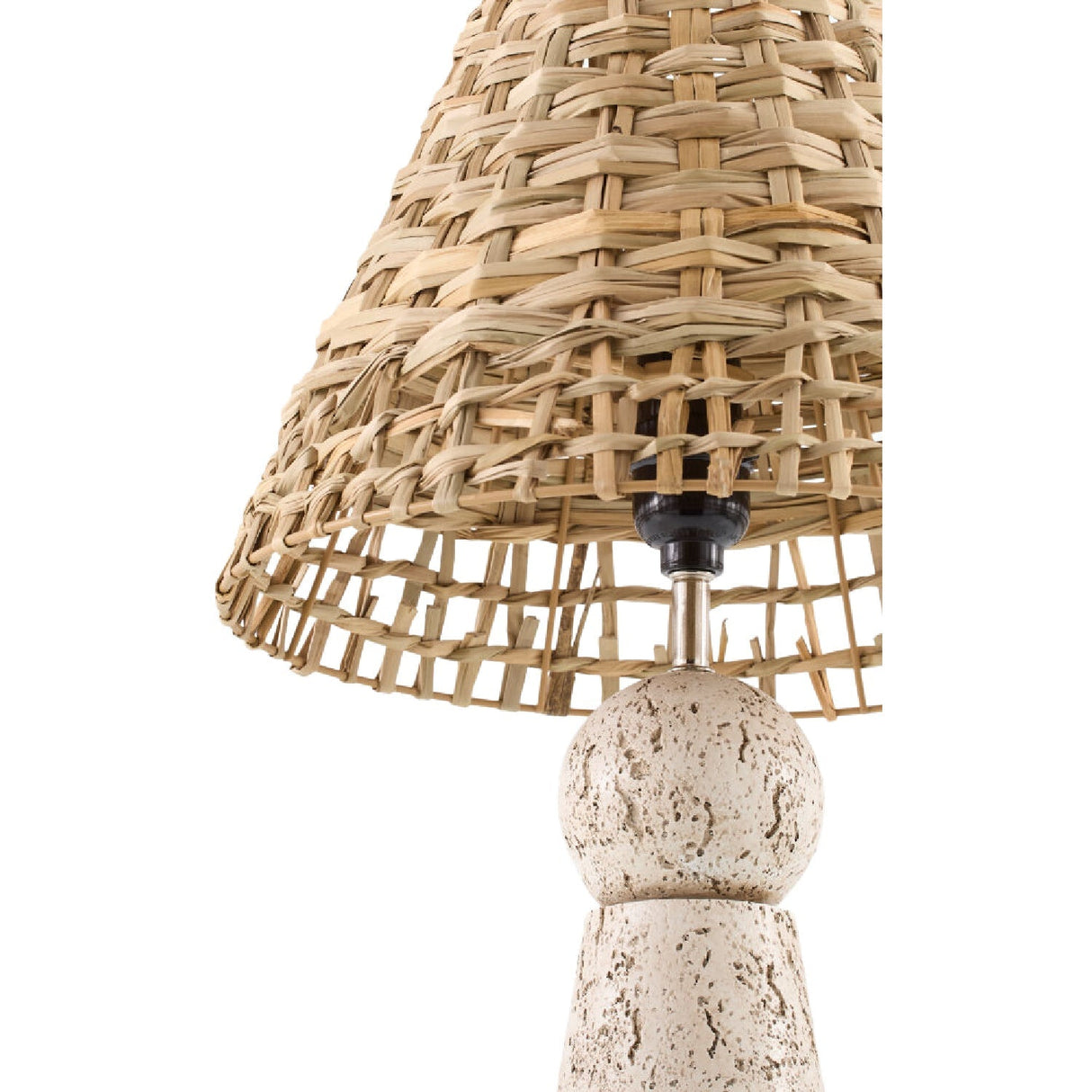 Modern European furniture - Travertine Base Rattan Table Lamps (2) - www.oroa.com