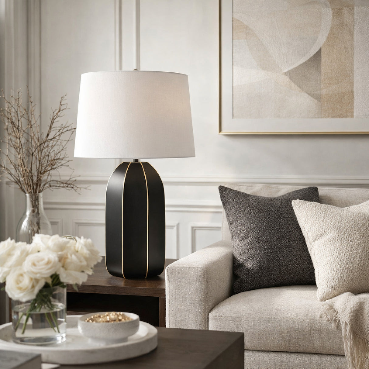 Modern European furniture - Black Ceramic Modern Table Lamp - www.oroa.com