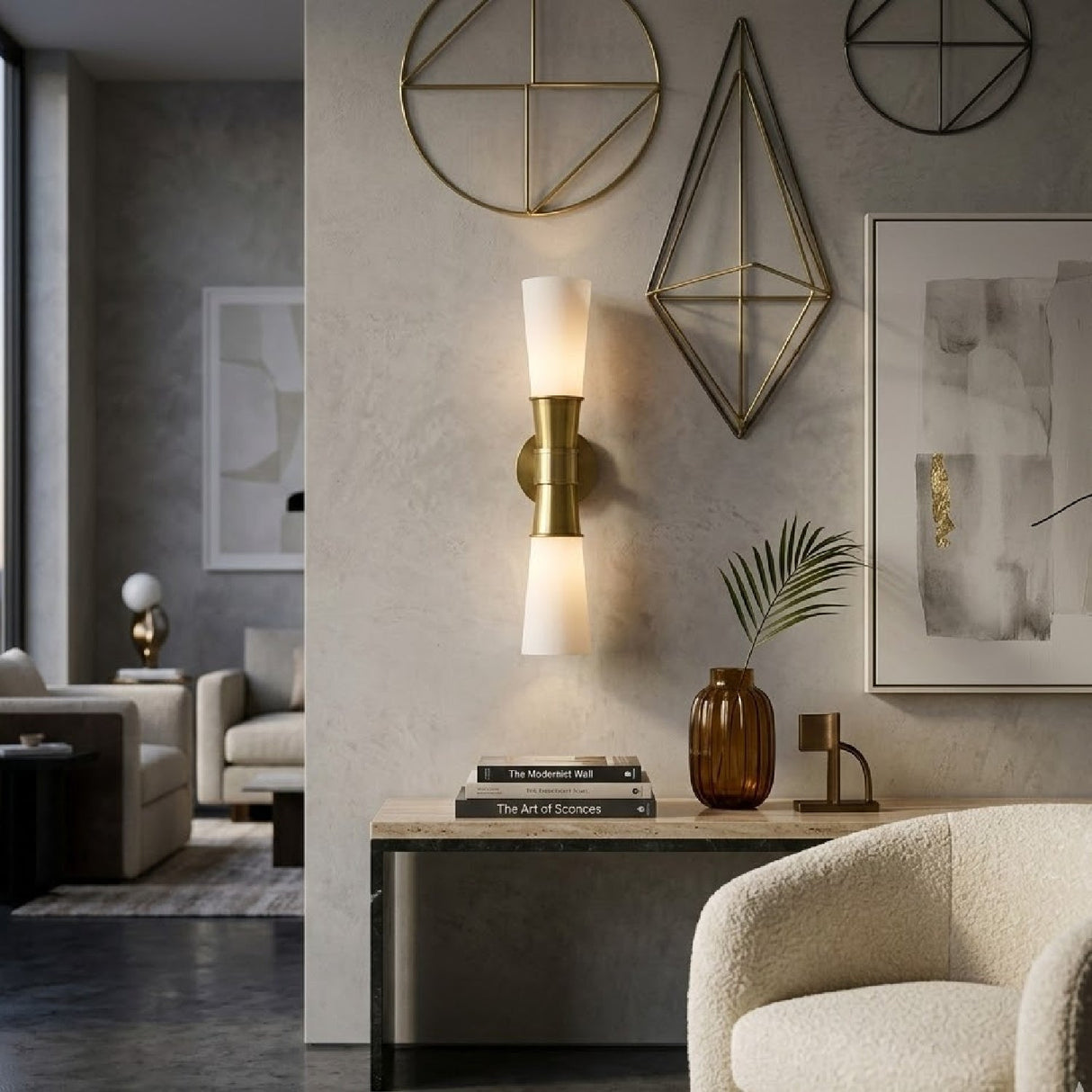 Modern European furniture - White Glass 2-Light Wall Lamp - www.oroa.com