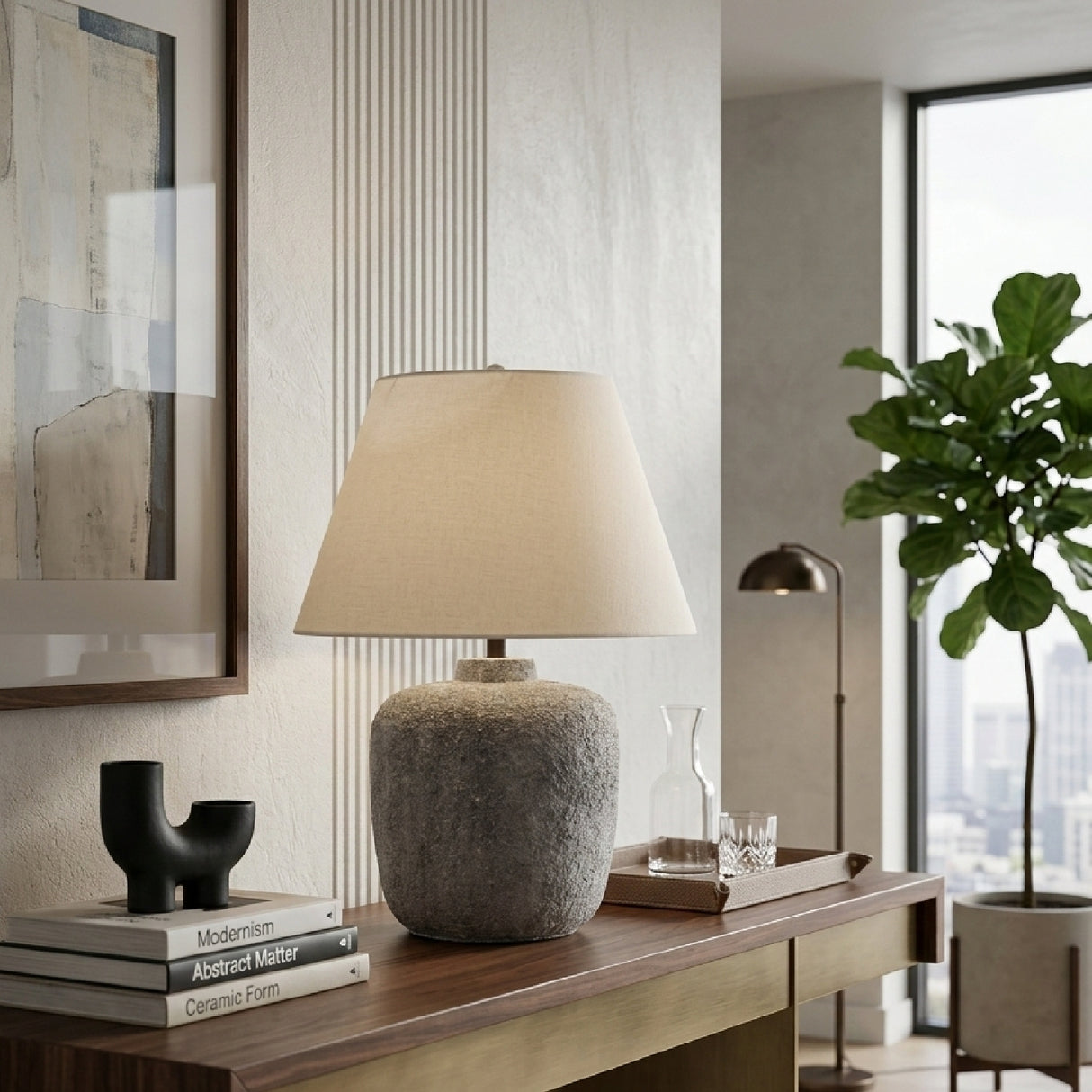 Painted White Paper Table Lamp | Oroa.com