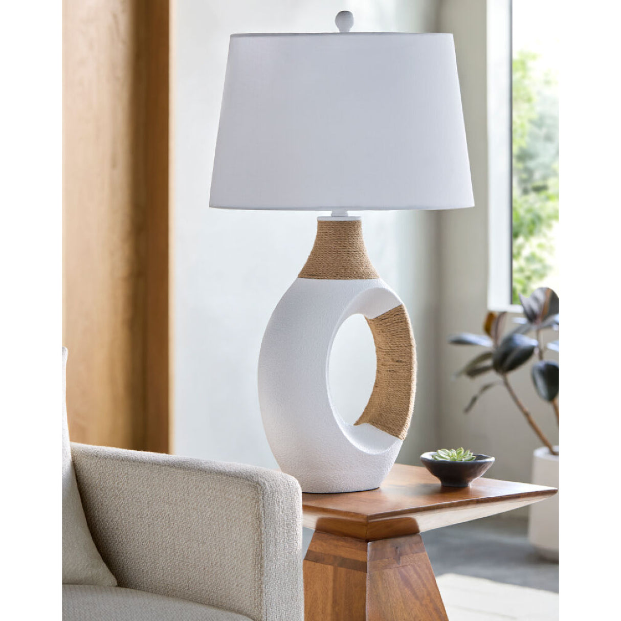 Modern European furniture - Rattan Wrapped Base Table Lamp - www.oroa.com