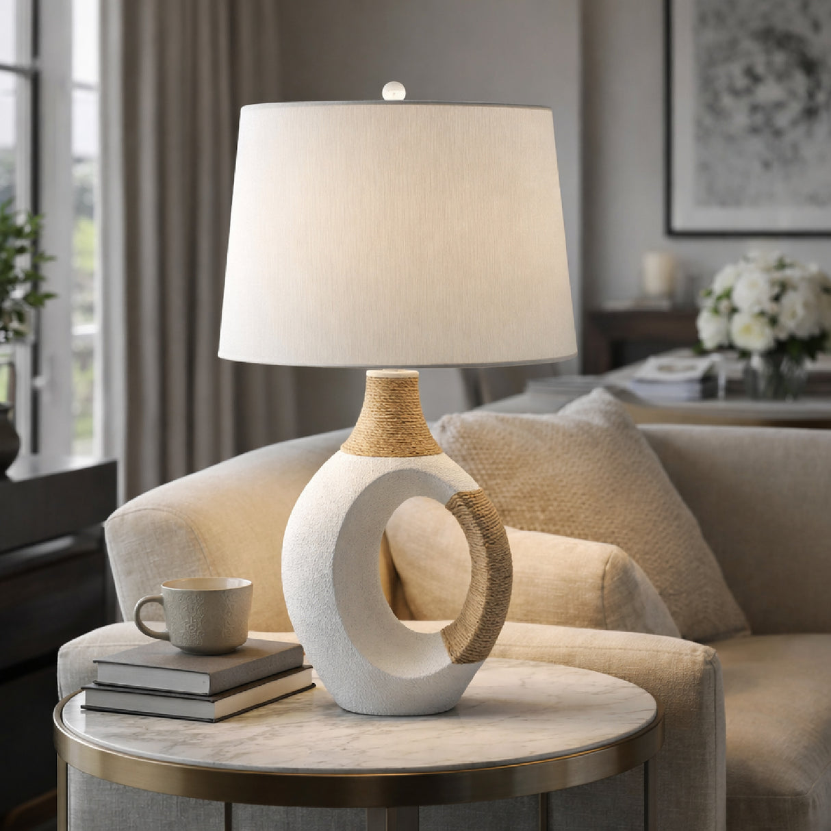 Modern European furniture - Rattan Wrapped Base Table Lamp - www.oroa.com