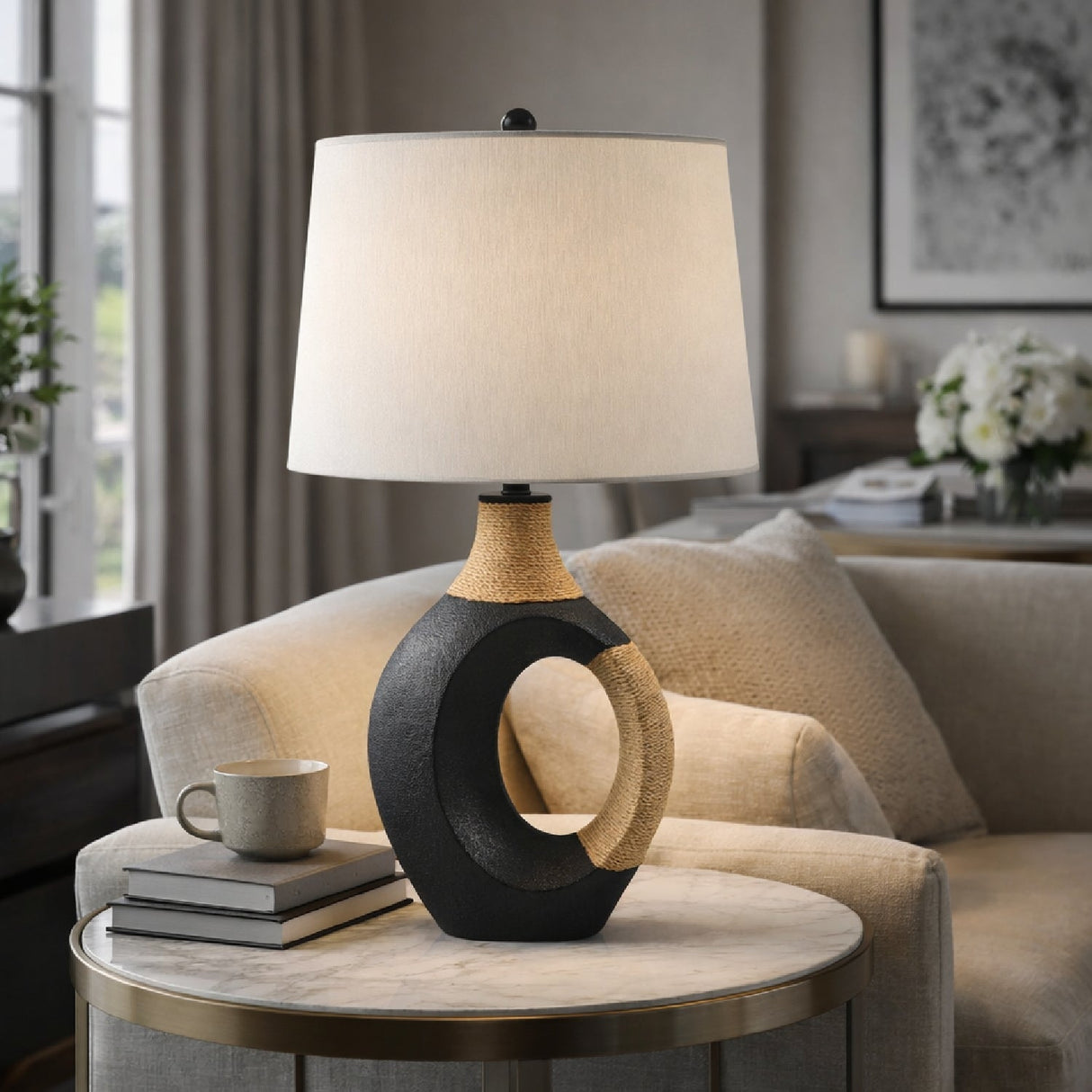 Modern European furniture - Rattan Wrapped Base Table Lamp - www.oroa.com