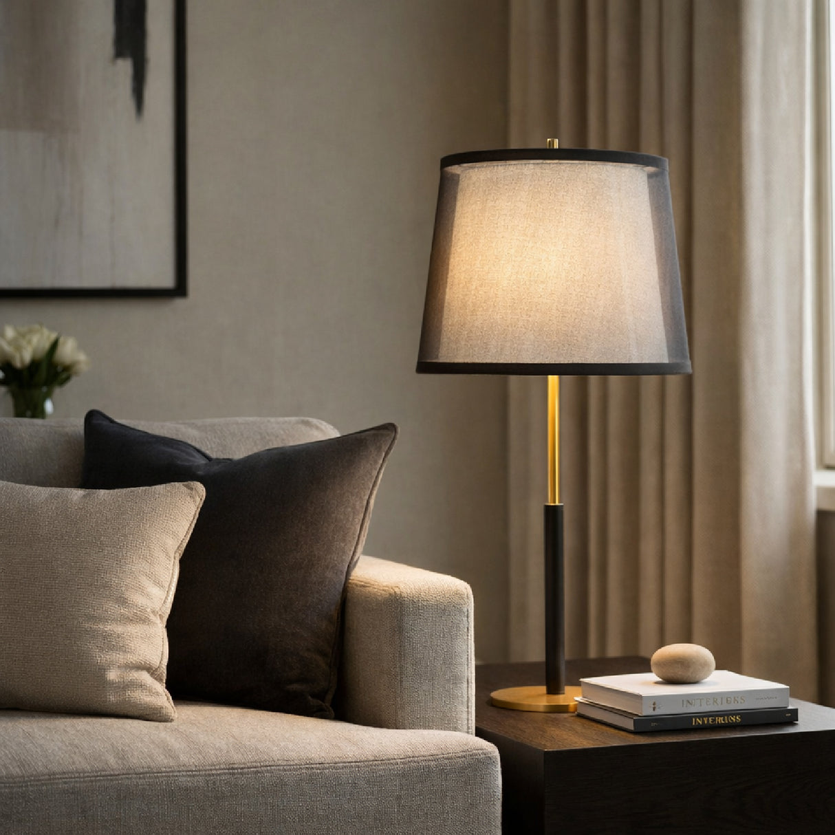 Modern European furniture - Black Linen Accent Table Lamp - www.oroa.com