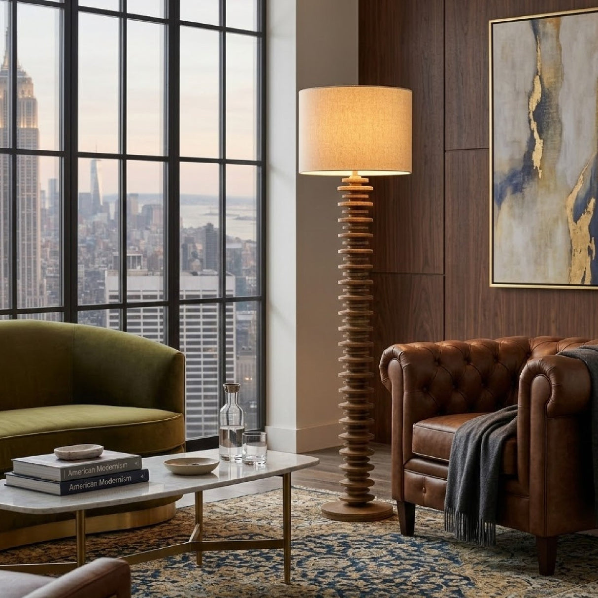 Modern European furniture - Stacked Circular Base Floor Lamp - www.oroa.com