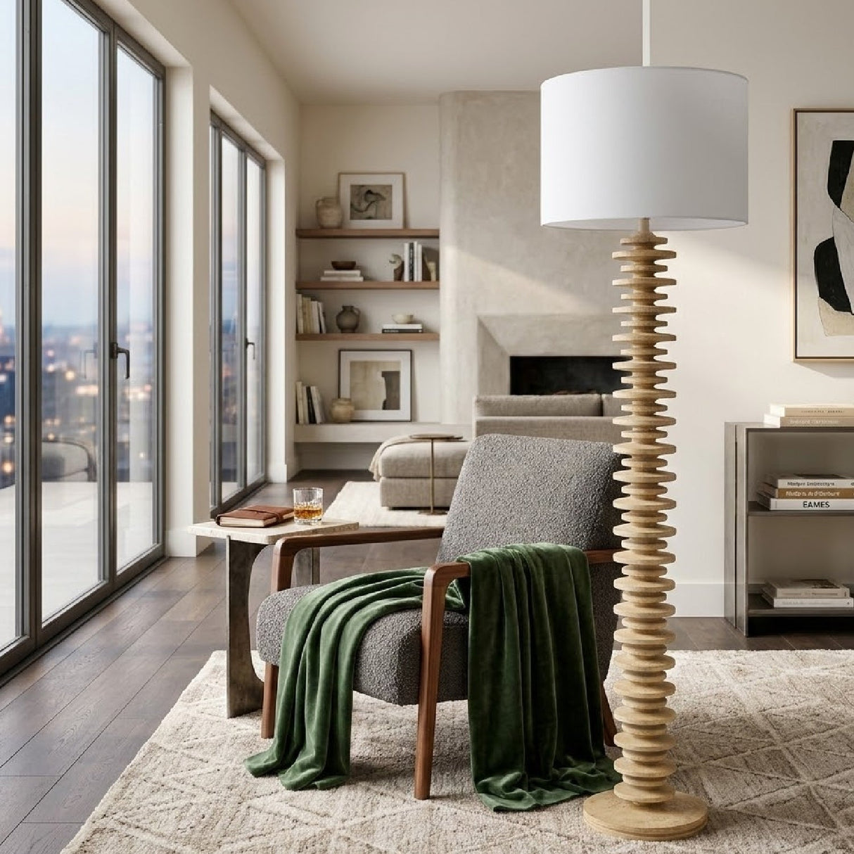 Modern European furniture - Stacked Circular Base Floor Lamp - www.oroa.com