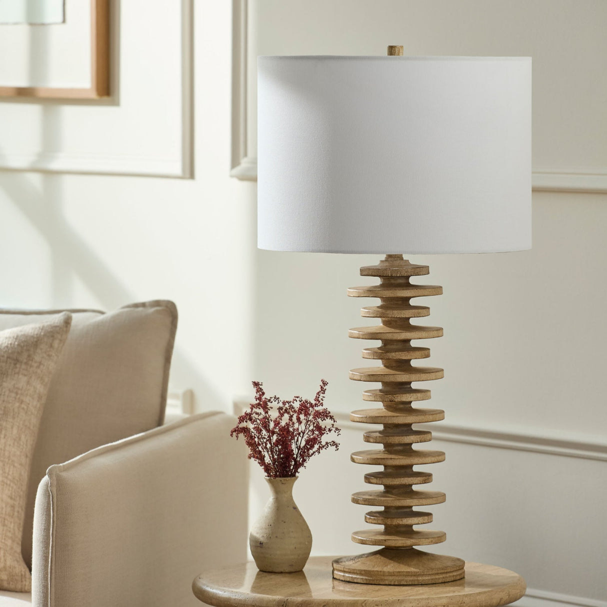Modern European furniture - Stacked Circular Base Table Lamp - www.oroa.com
