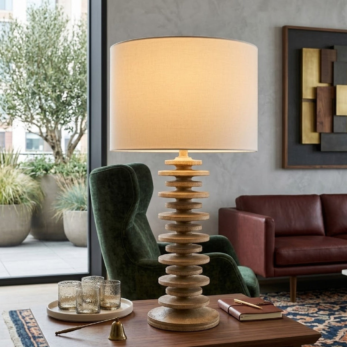 Modern European furniture - Stacked Circular Base Table Lamp - www.oroa.com