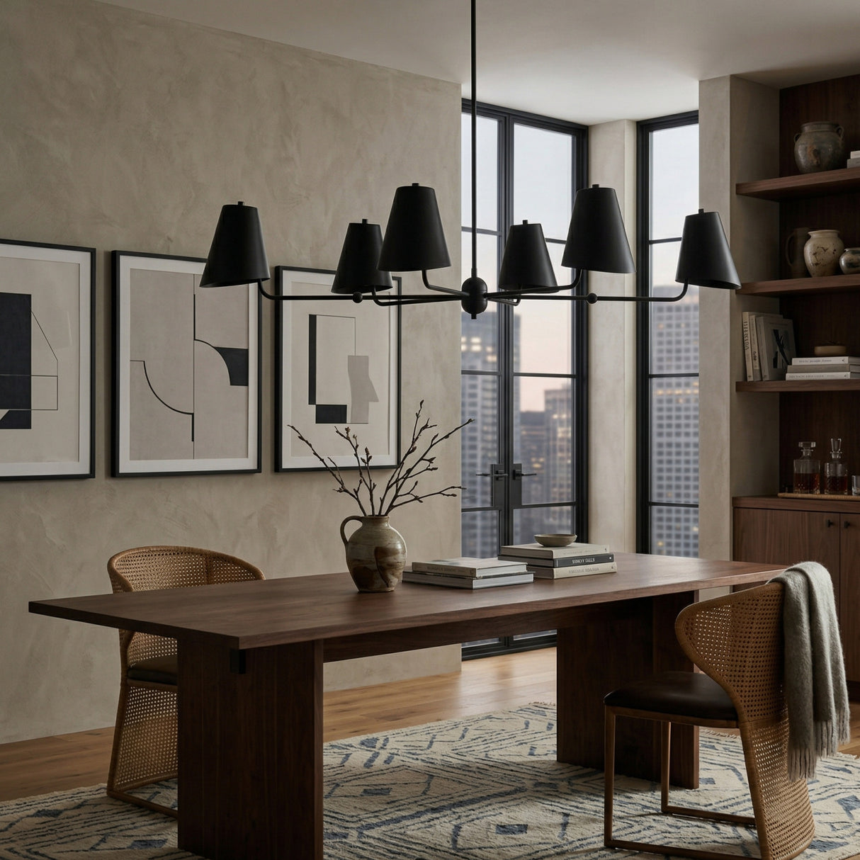 Modern European furniture - Black Metal 6-Light Chandelier - www.oroa.com