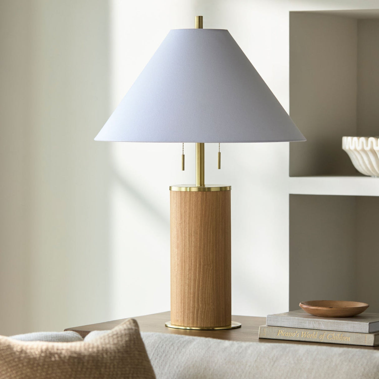 Modern European furniture - Cream Wood Base Table Lamp - www.oroa.com