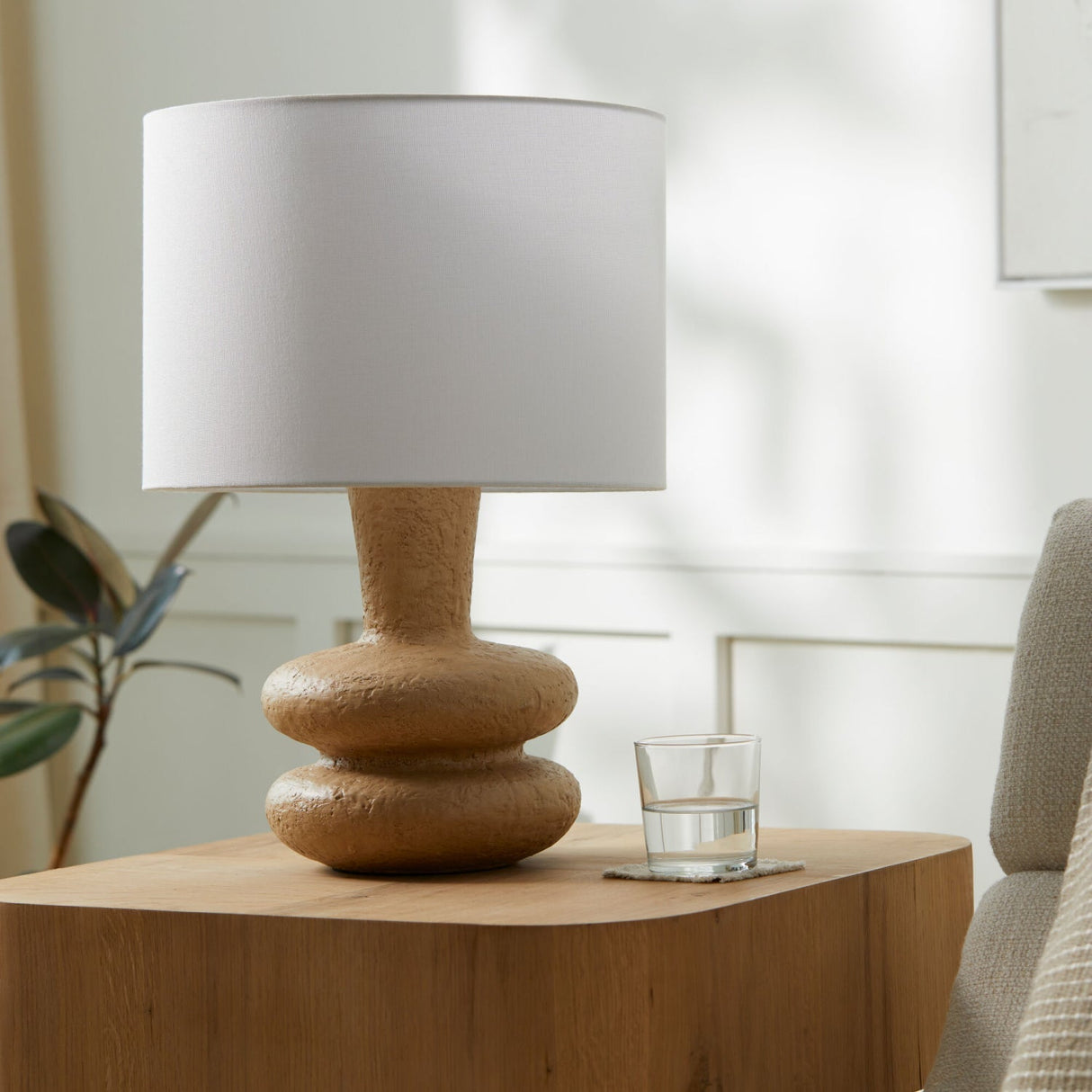 Modern European furniture - White Drum Linen Table Lamp - www.oroa.com