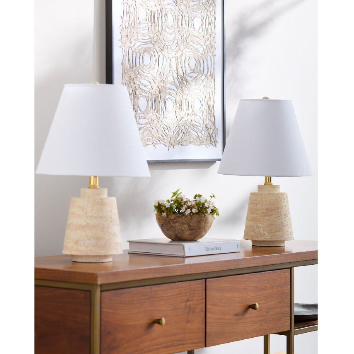 Modern European furniture - White Shade Accent Table Lamps (2) - www.oroa.com