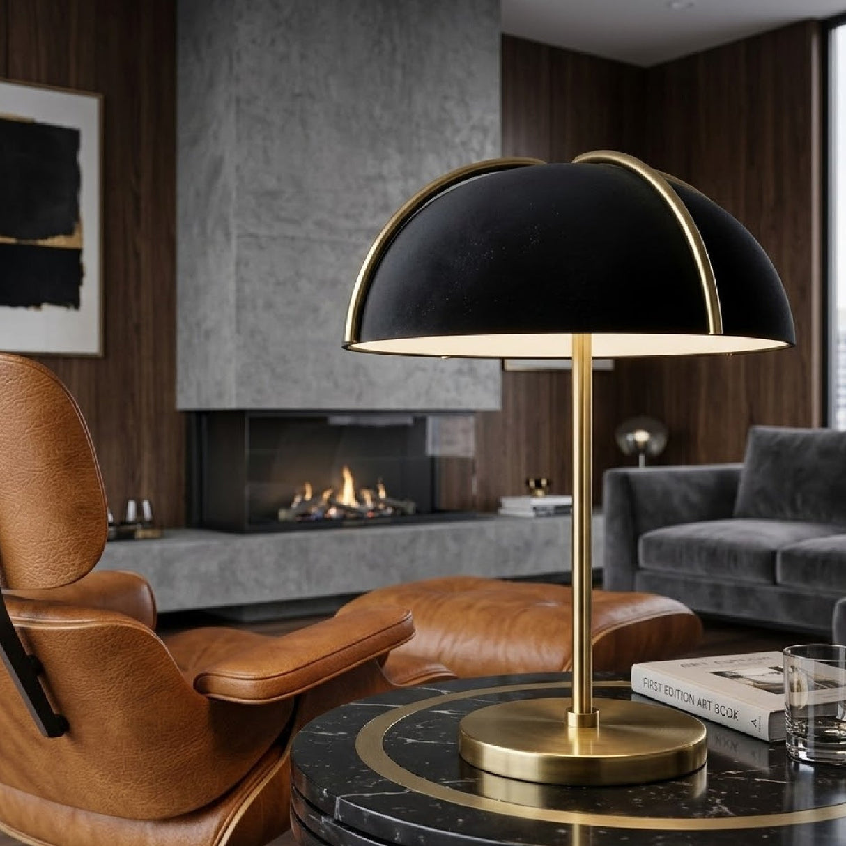 Modern European furniture - Black Metal Dome Table Lamp - www.oroa.com