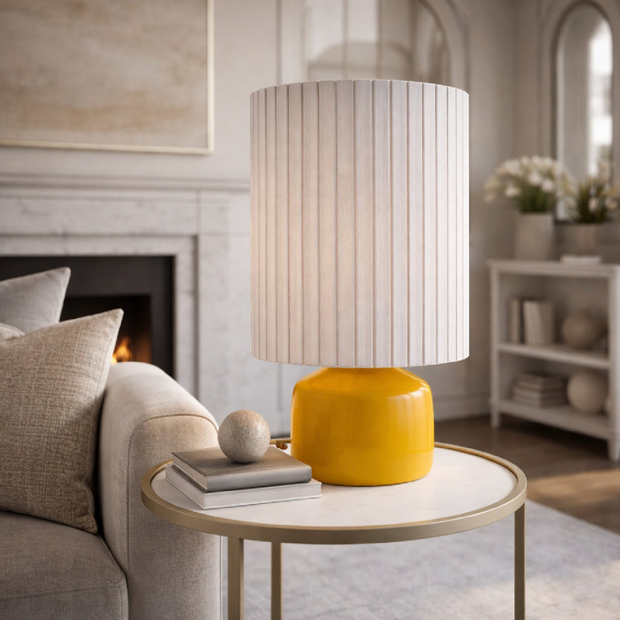 Modern European furniture - Reeded Linen Accent Table Lamp - www.oroa.com