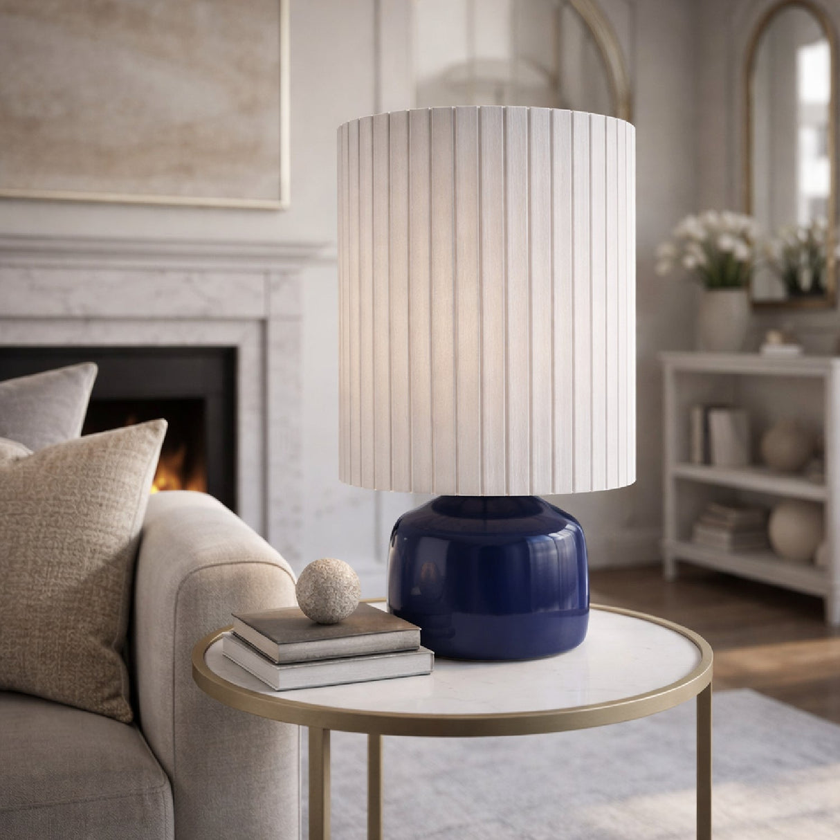 Modern European furniture - Reeded Linen Accent Table Lamp - www.oroa.com