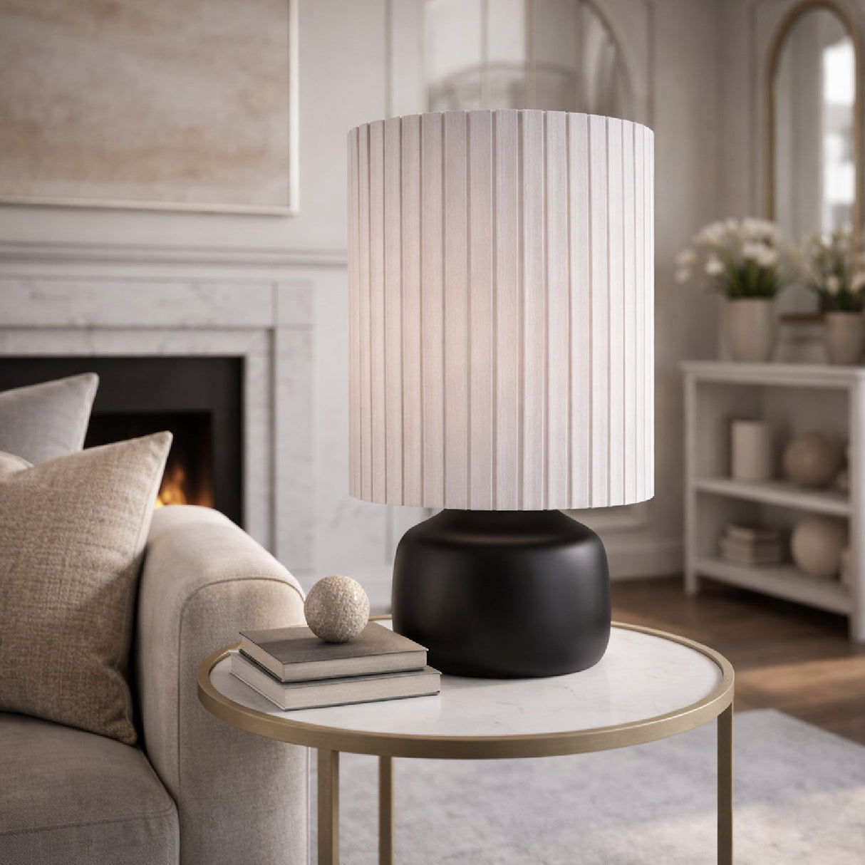 Modern European furniture - Reeded Linen Accent Table Lamp - www.oroa.com