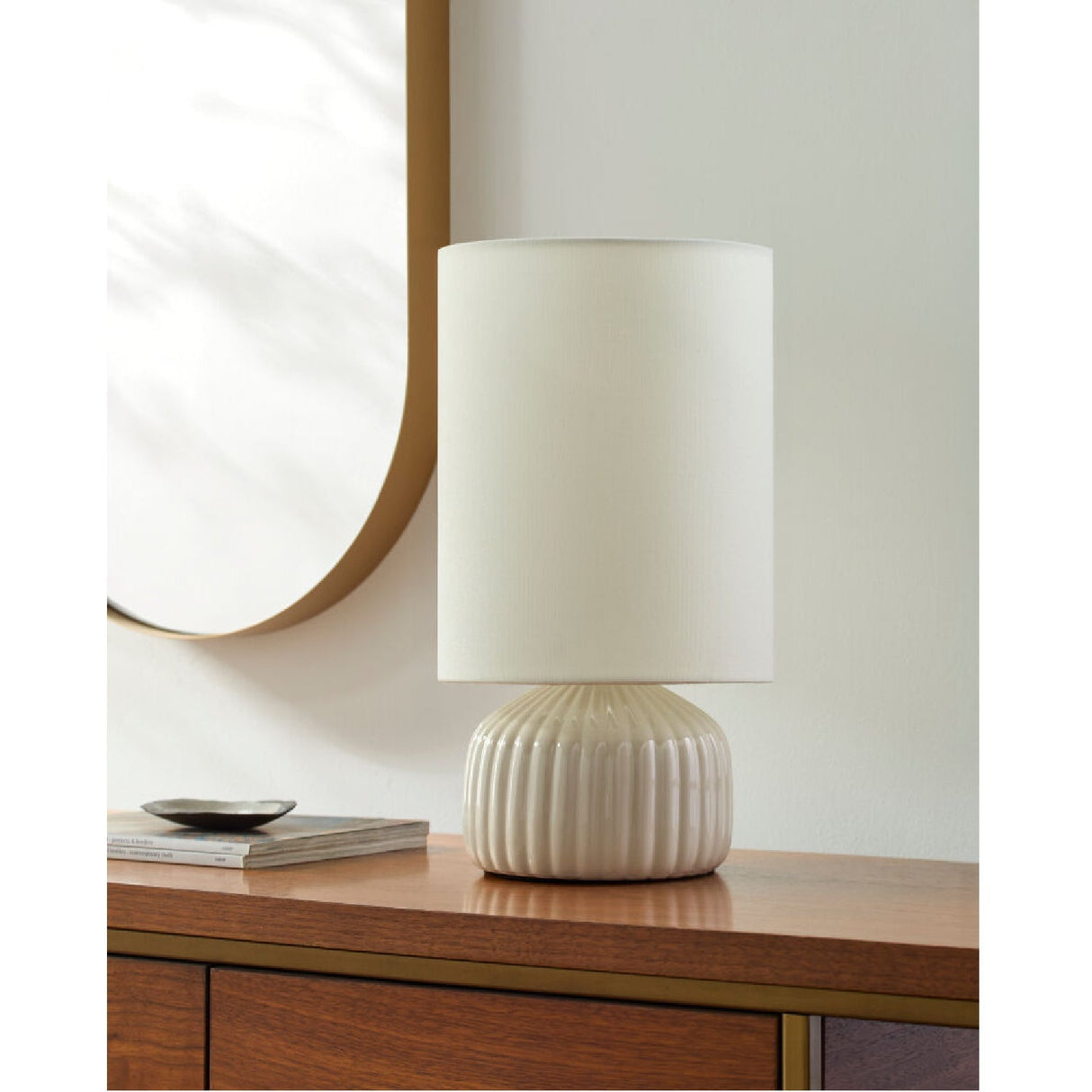 Modern European furniture - Fluted Ceramic Accent Table Lamp - www.oroa.com