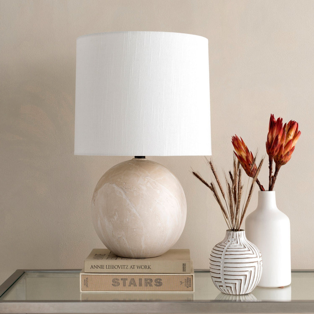 Modern European furniture - White Ceramic Sphere Table Lamp - www.oroa.com