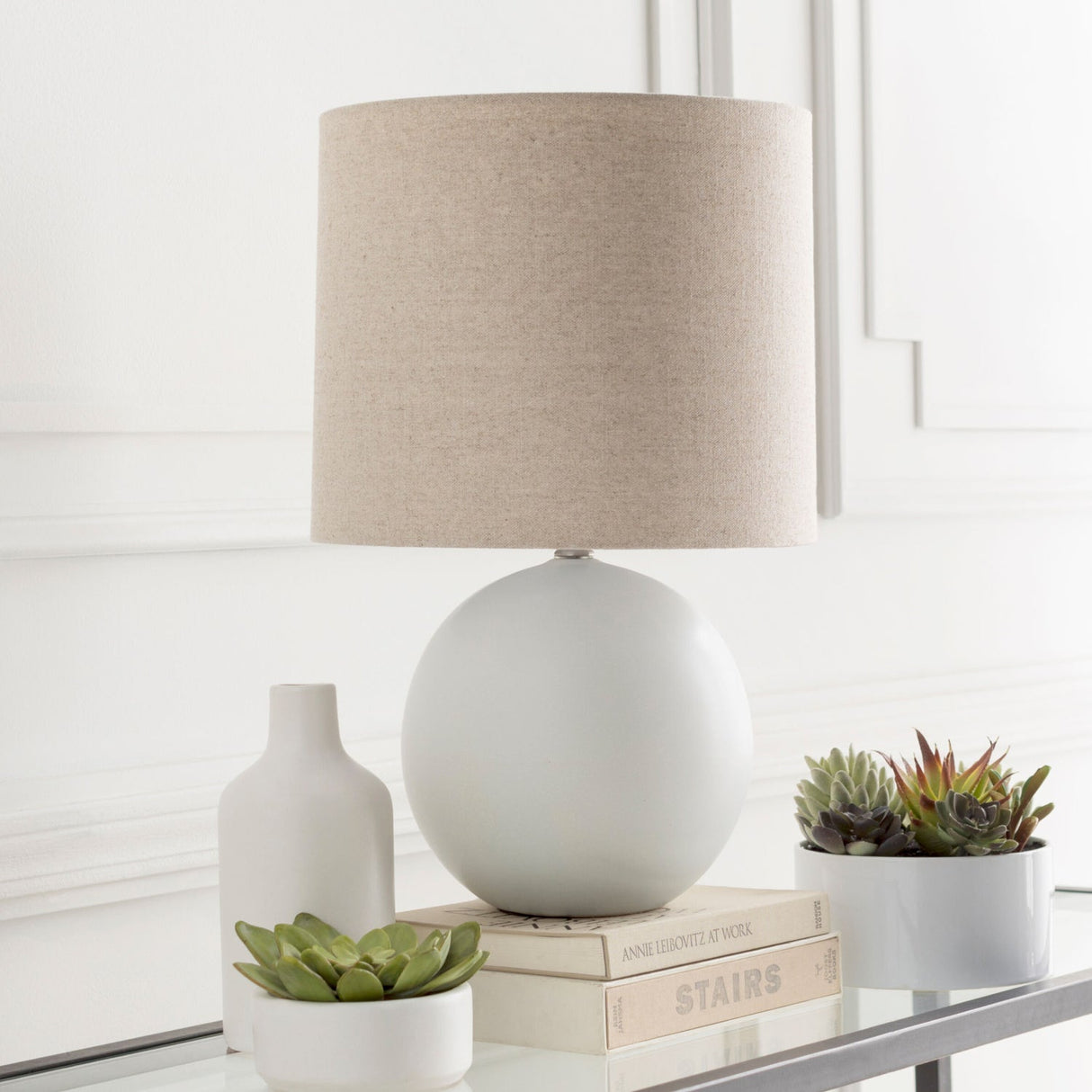 Modern European furniture - Gray Ceramic Sphere Table Lamp - www.oroa.com