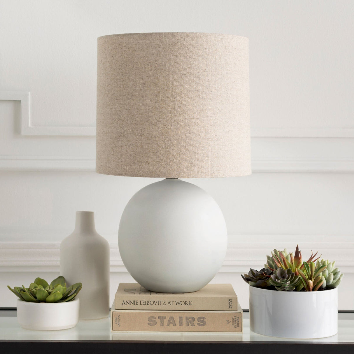 Modern European furniture - Gray Ceramic Sphere Table Lamp - www.oroa.com