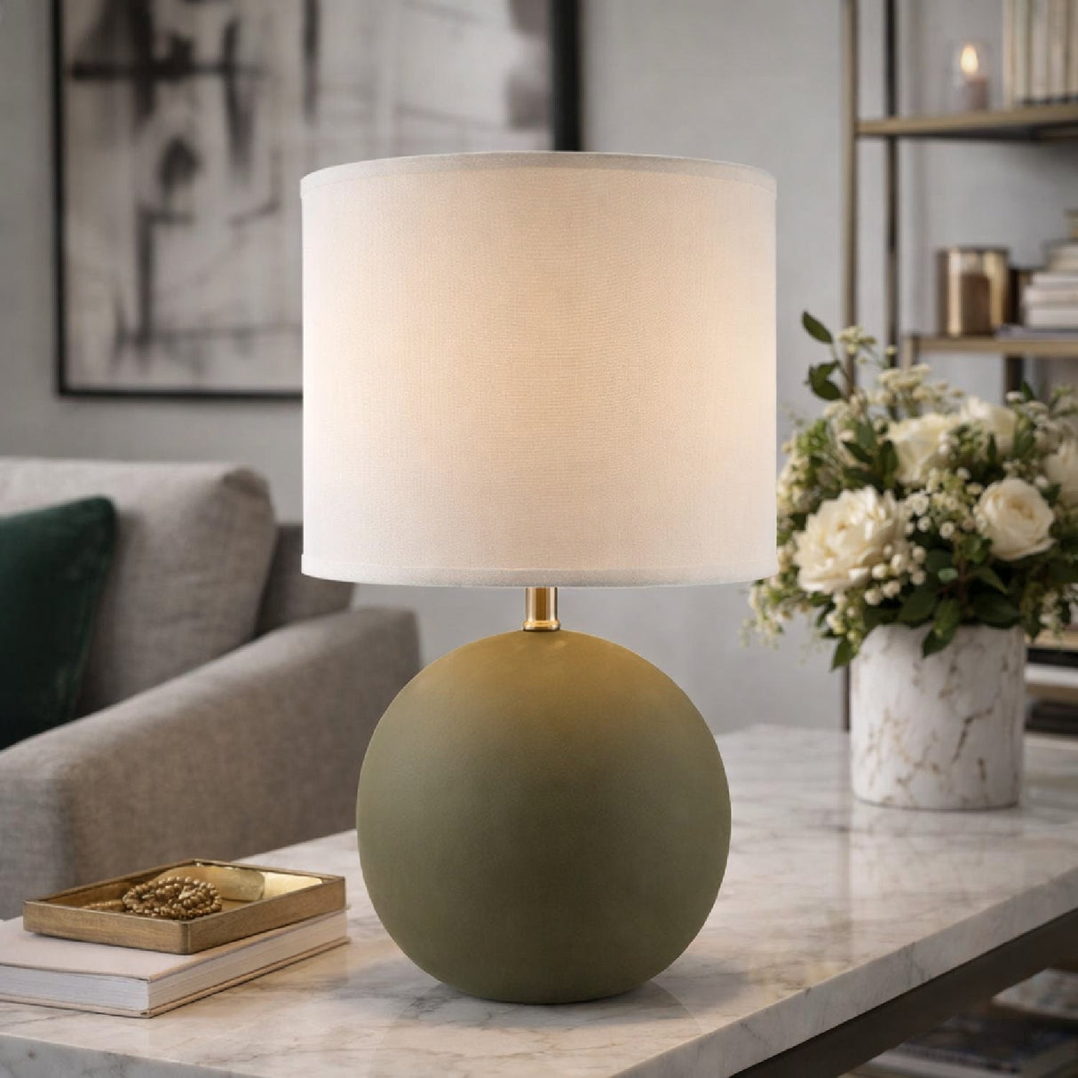 Modern European furniture - Round Ceramic Accent Table Lamp - www.oroa.com