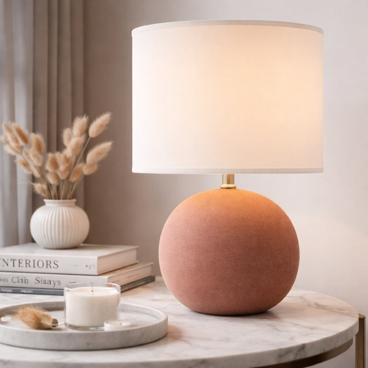 Modern European furniture - Round Ceramic Accent Table Lamp - www.oroa.com