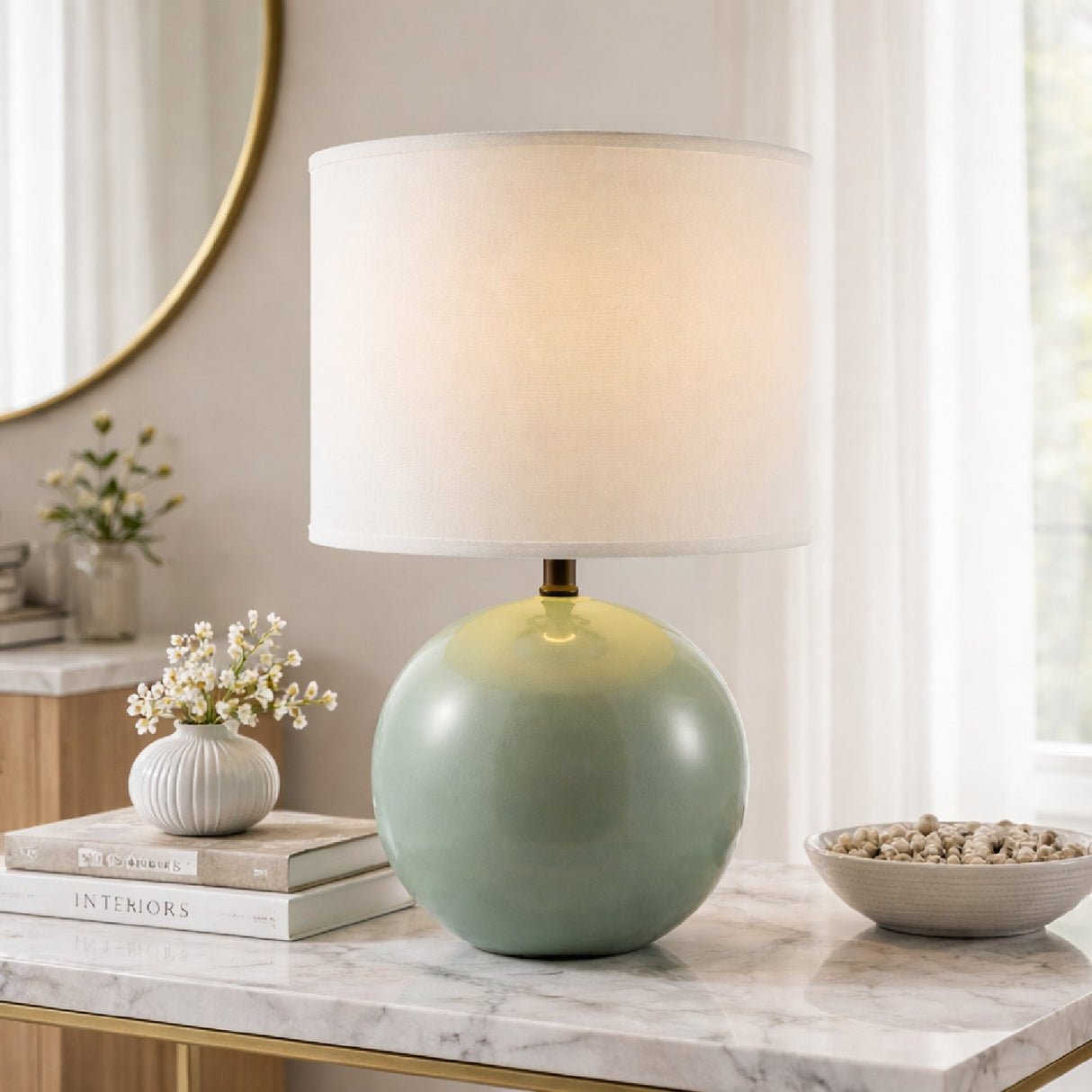 Modern European furniture - Round Ceramic Accent Table Lamp - www.oroa.com