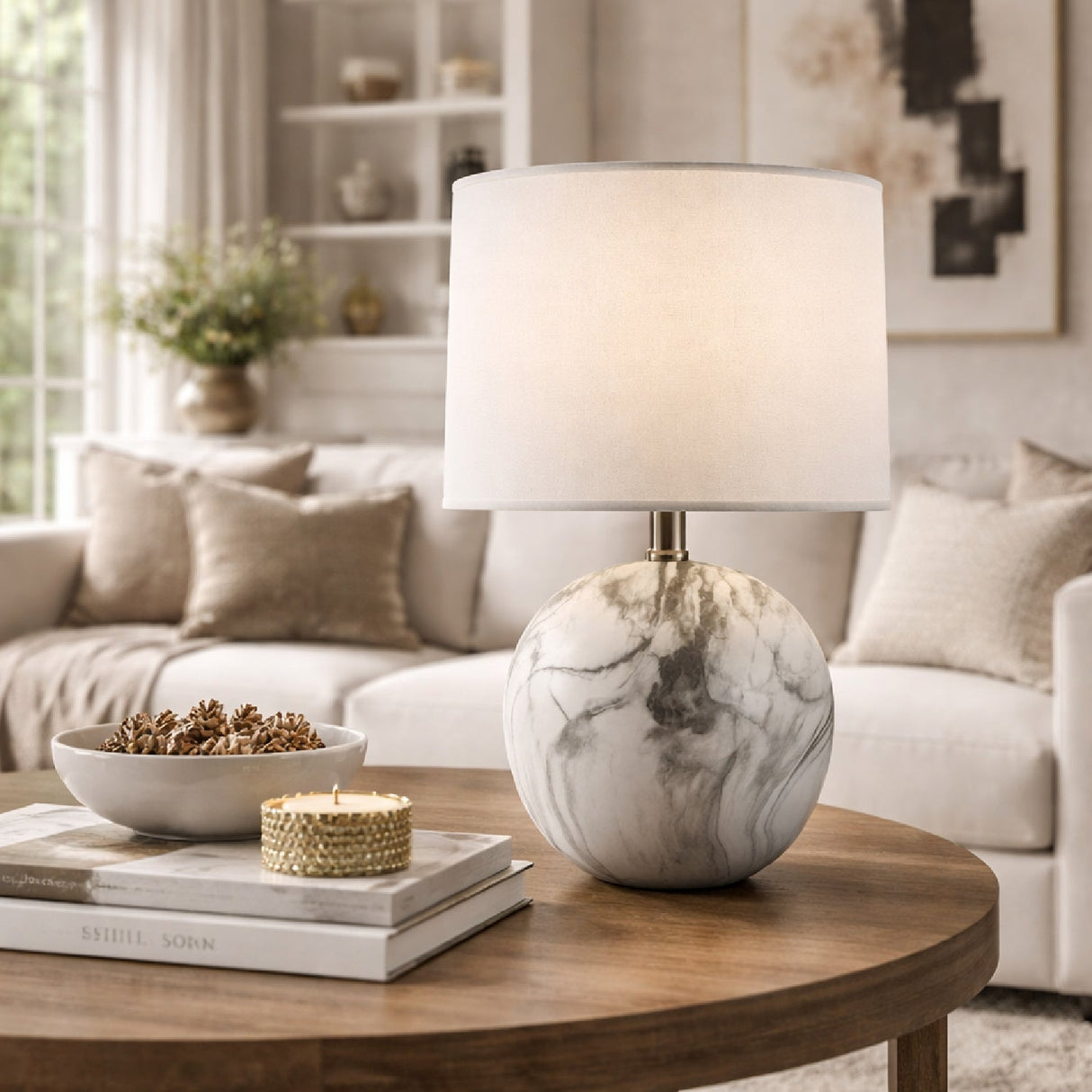 Modern European furniture - Swirl Round Ceramic Table Lamp - www.oroa.com