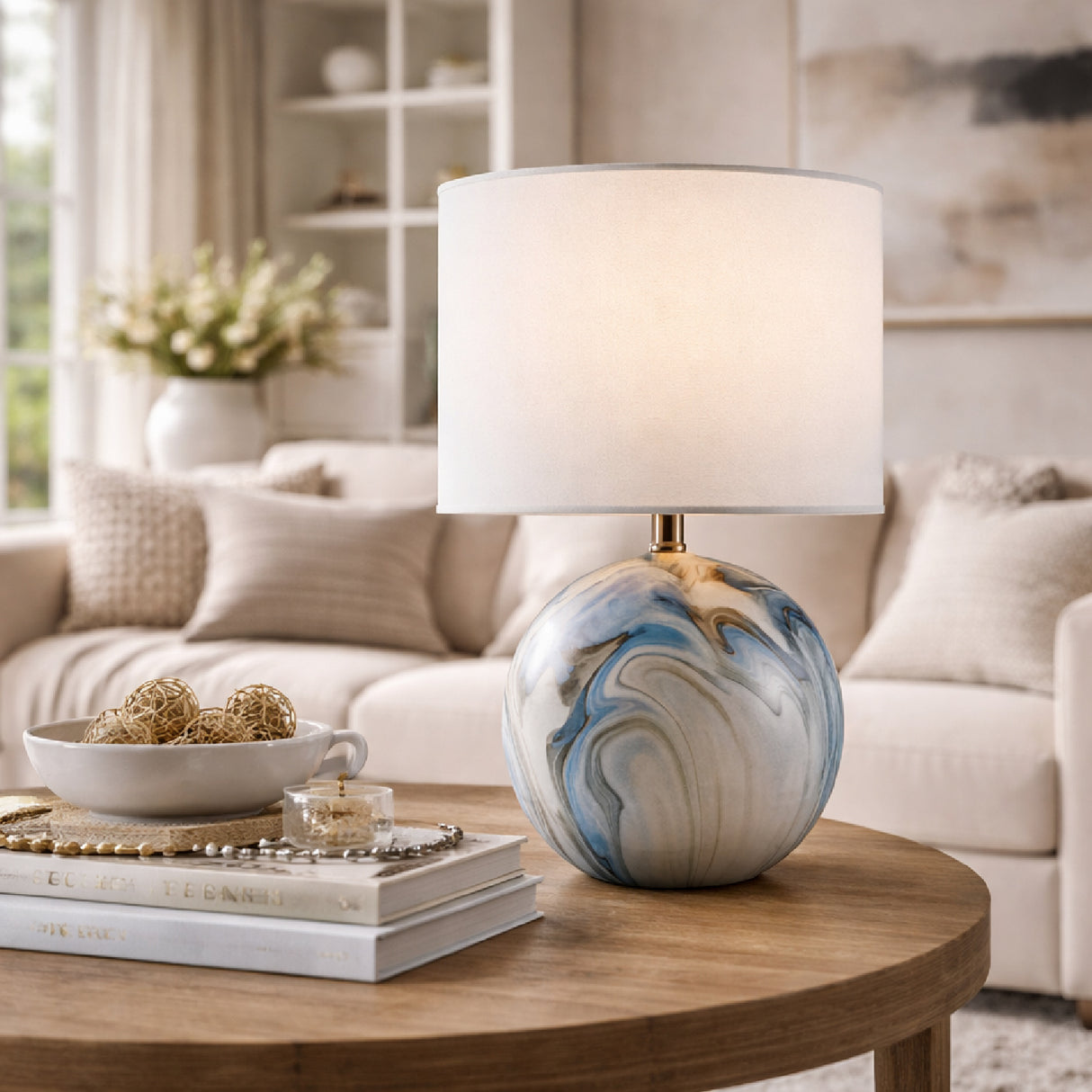 Modern European furniture - Swirl Round Ceramic Table Lamp - www.oroa.com
