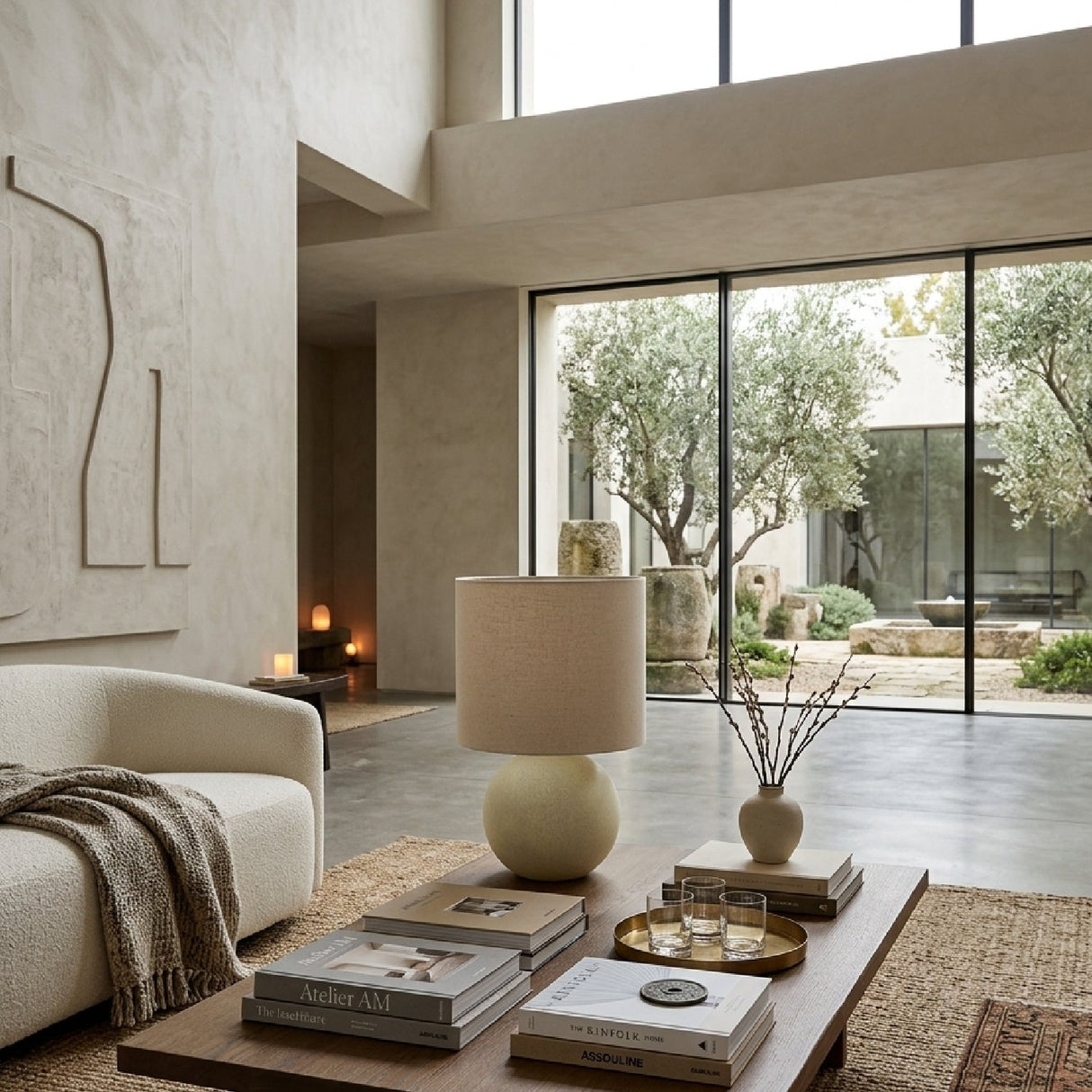 Modern European furniture - Round Glazed Ceramic Table Lamp - www.oroa.com