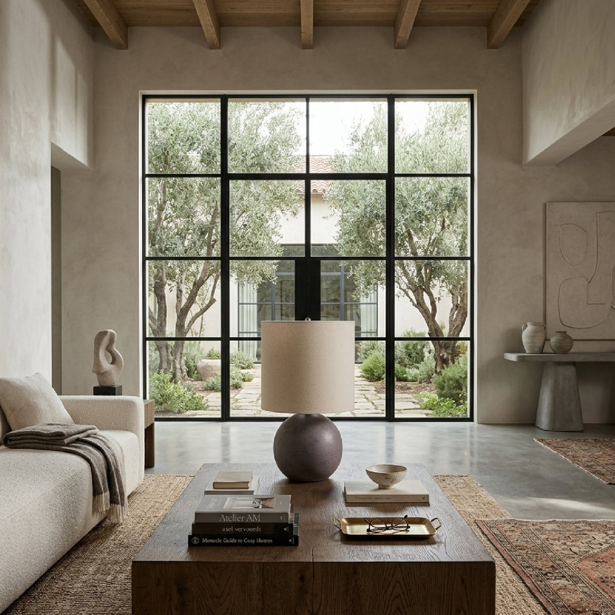 Modern European furniture - Round Glazed Ceramic Table Lamp - www.oroa.com