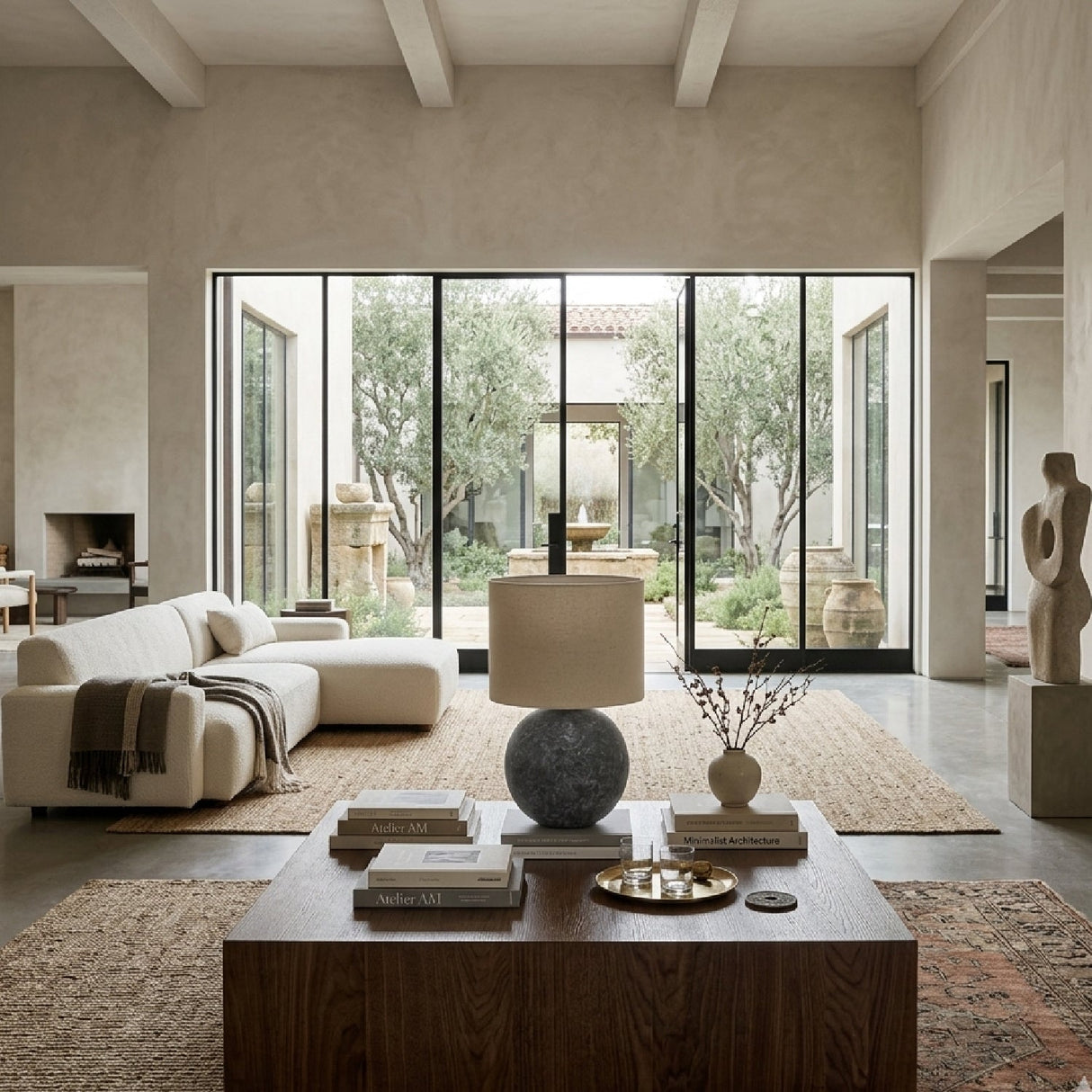 Modern European furniture - Round Glazed Ceramic Table Lamp - www.oroa.com