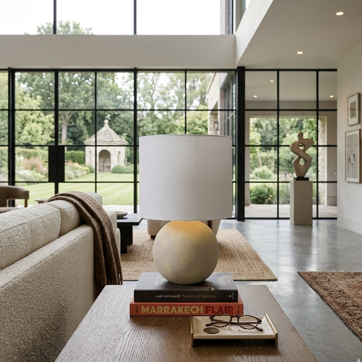 Modern European furniture - Round Glazed Ceramic Table Lamp - www.oroa.com