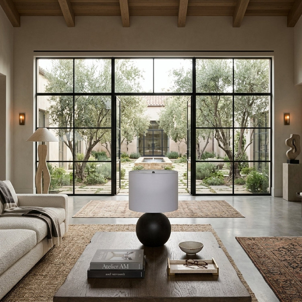 Modern European furniture - Round Glazed Ceramic Table Lamp - www.oroa.com