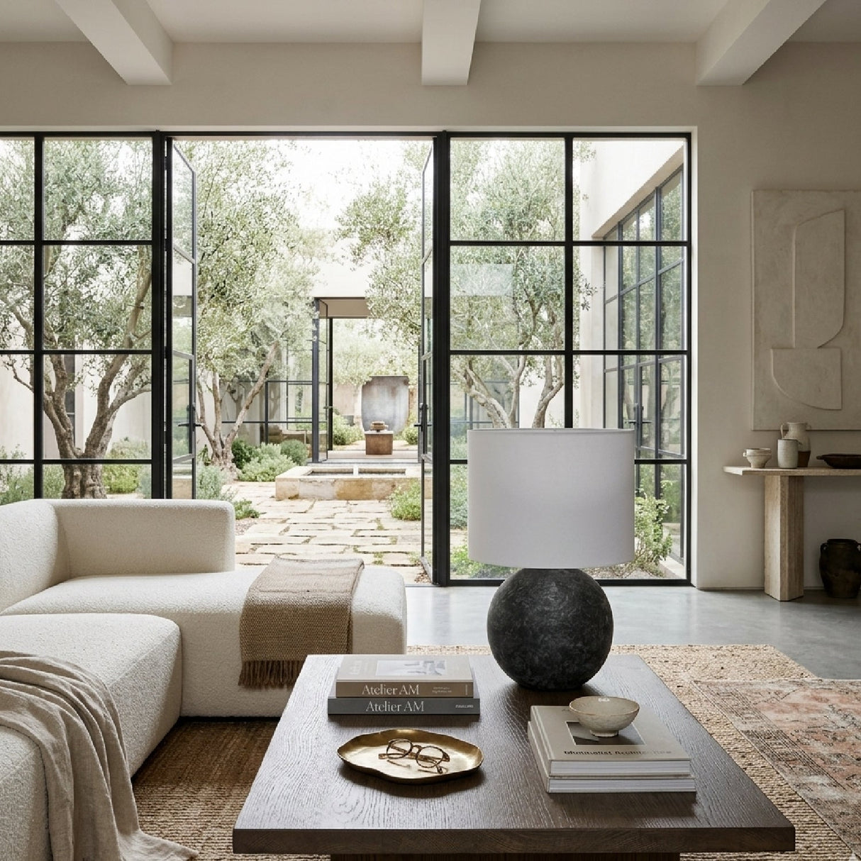 Modern European furniture - Round Glazed Ceramic Table Lamp - www.oroa.com