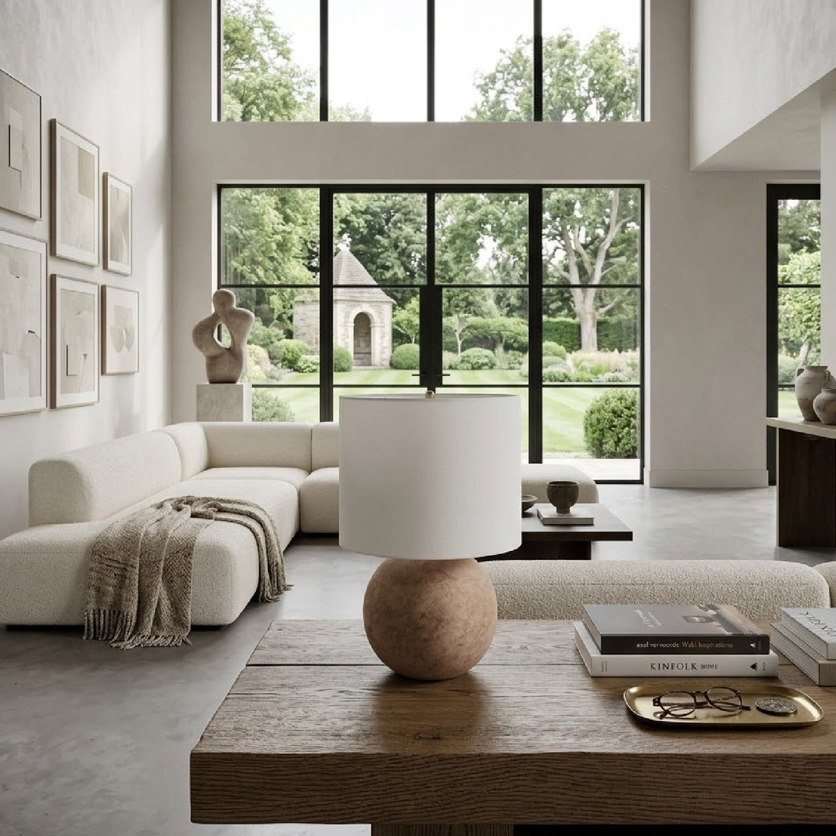 Modern European furniture - Round Glazed Ceramic Table Lamp - www.oroa.com