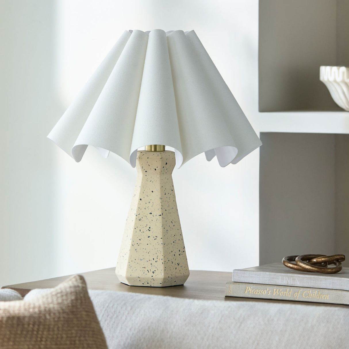 Modern European furniture - Scalloped White Cotton Table Lamp - www.oroa.com