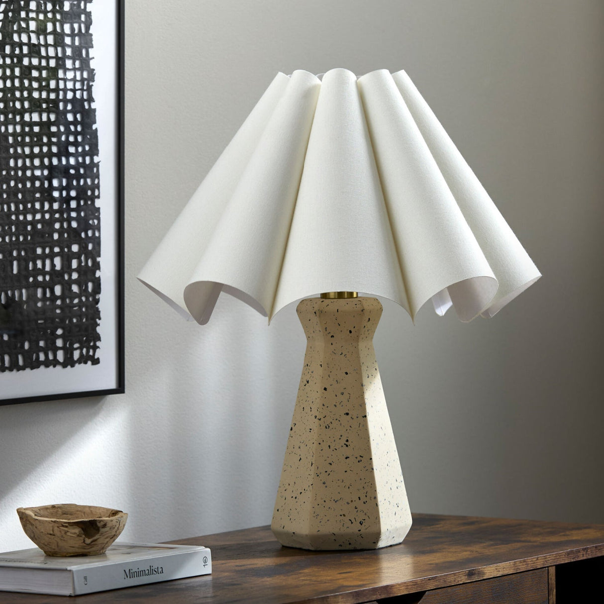 Modern European furniture - Scalloped White Cotton Table Lamp - www.oroa.com