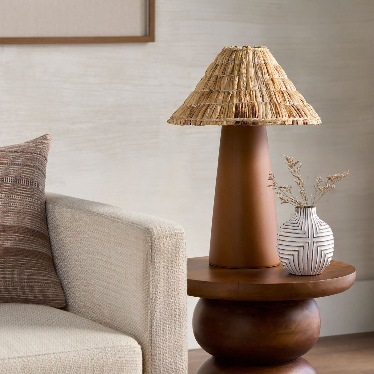 Modern European furniture - Seagrass Shade Ceramic Table Lamp - www.oroa.com