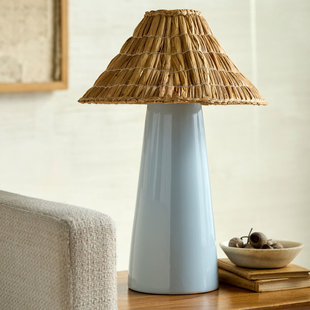 Modern European furniture - Seagrass Shade Ceramic Table Lamp - www.oroa.com