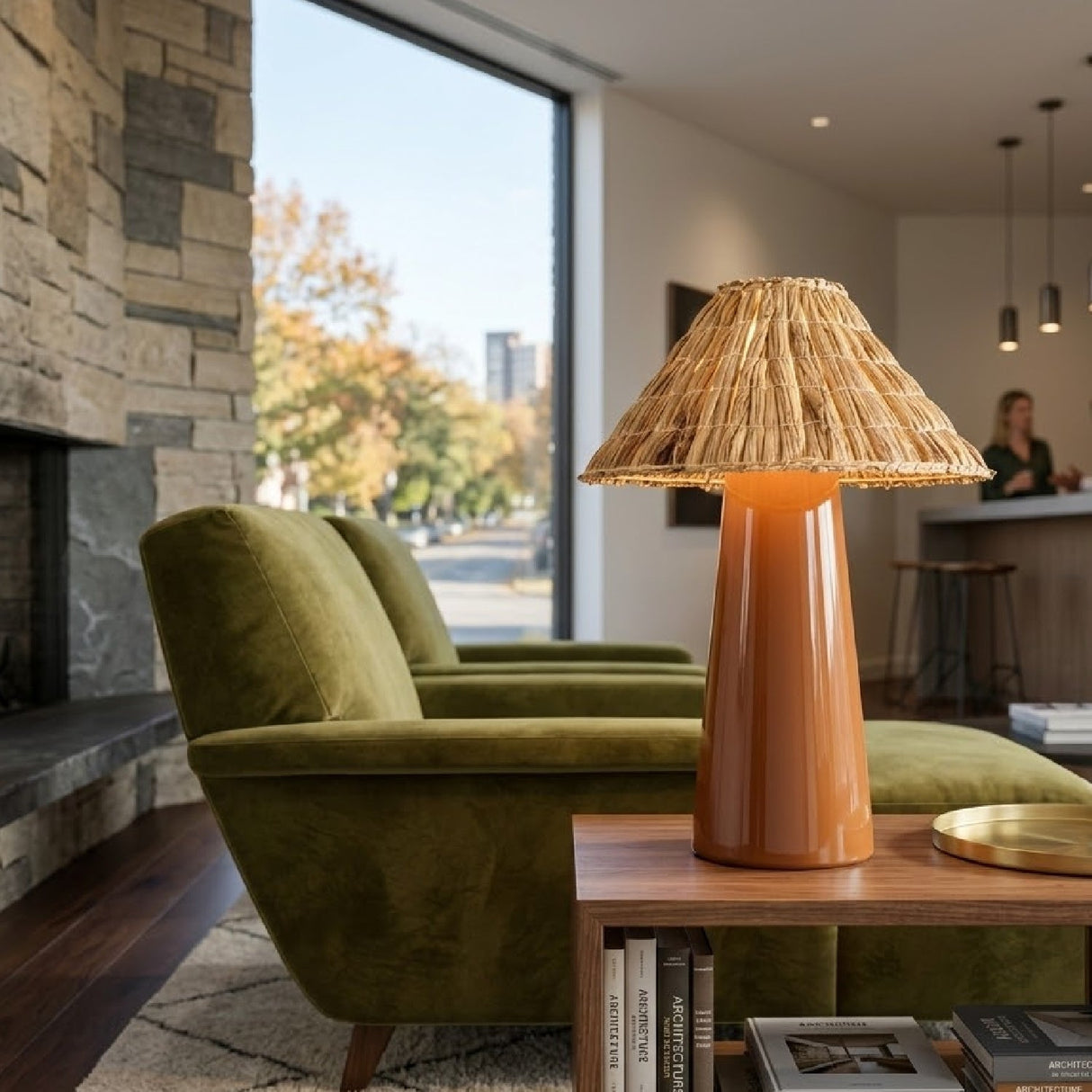 Modern European furniture - Seagrass Shade Ceramic Table Lamp - www.oroa.com