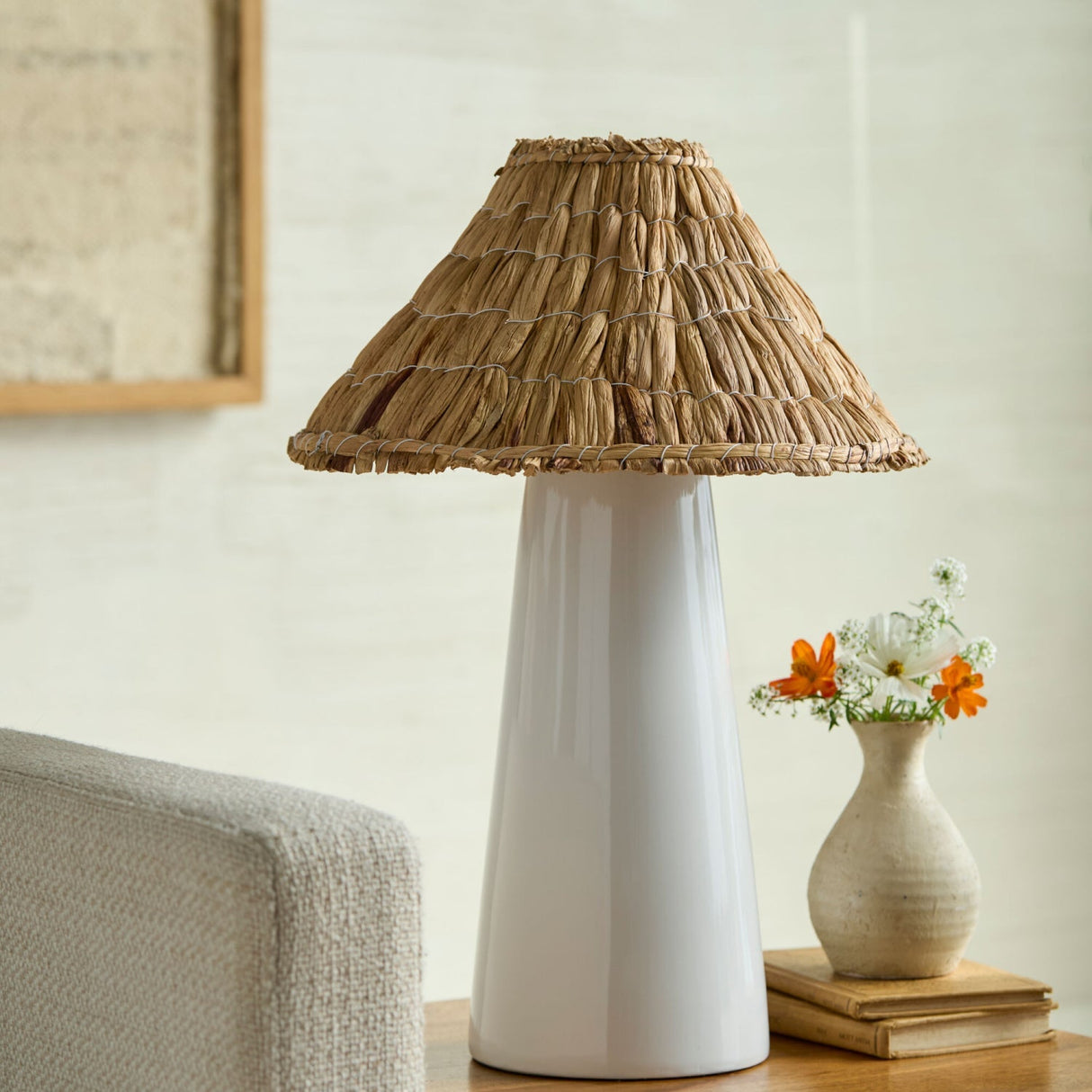 Modern European furniture - Seagrass Shade Ceramic Table Lamp - www.oroa.com