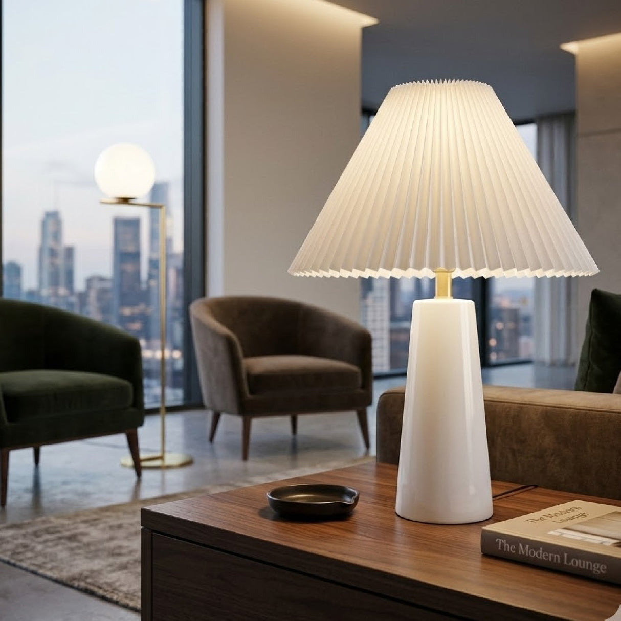 Modern European furniture - Pleated Shade Ceramic Table Lamp - www.oroa.com