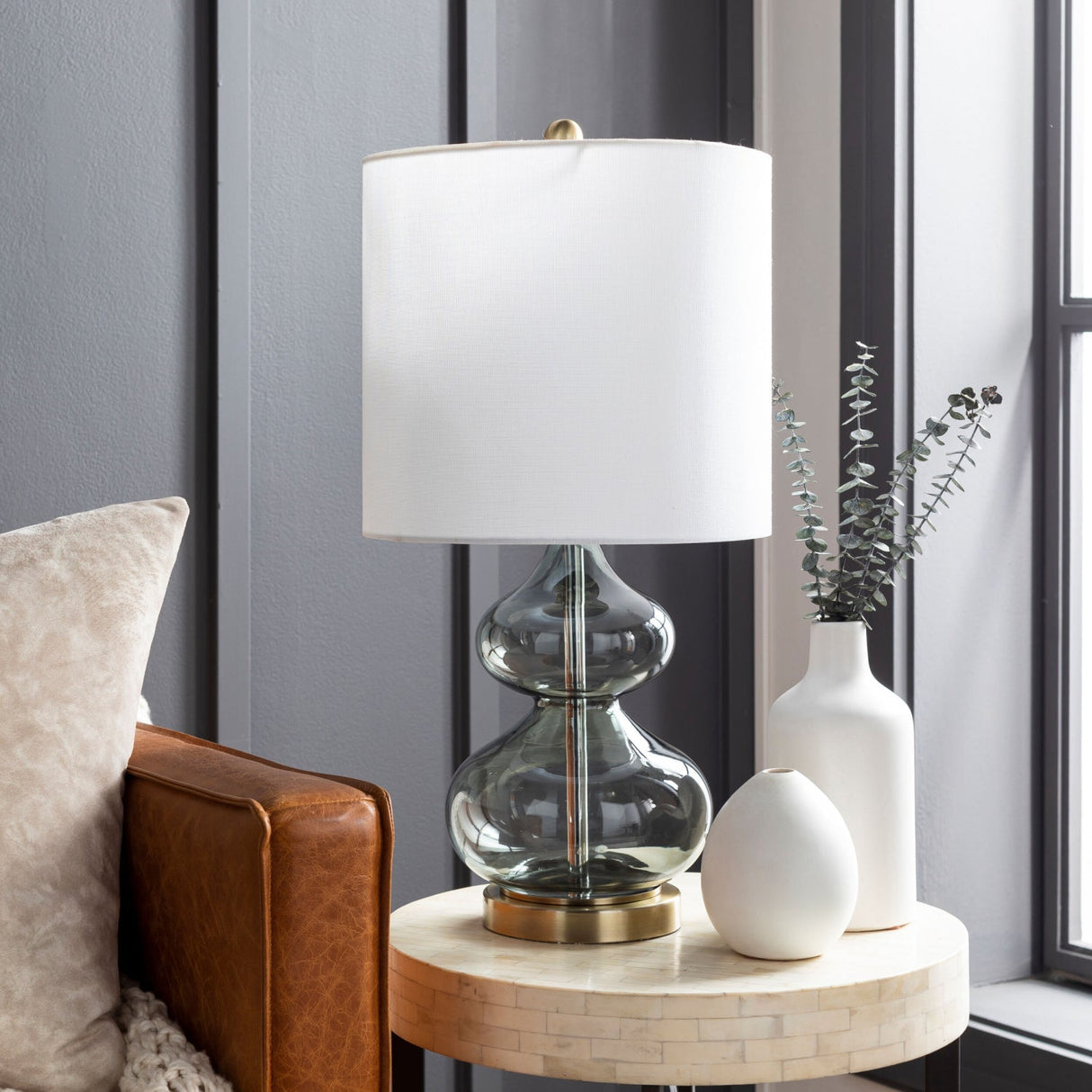 Modern European furniture - Gray Glass Accent Table Lamp - www.oroa.com