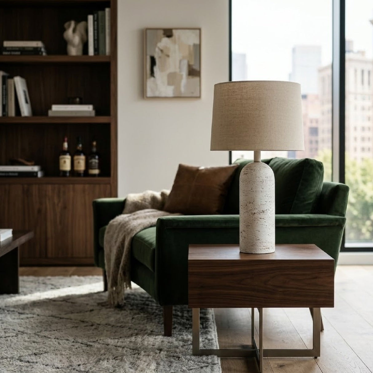 Modern European furniture - Linen Drum Shade Table Lamp - www.oroa.com